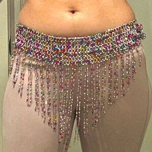 Colorful Beaded Fringe Belt